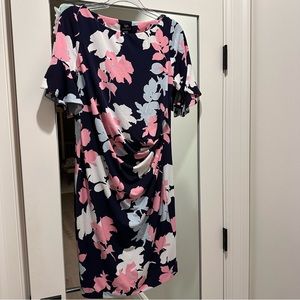 🌷MATERNITY A Pea in the Pod Navy Pink Floral Dress M🌷